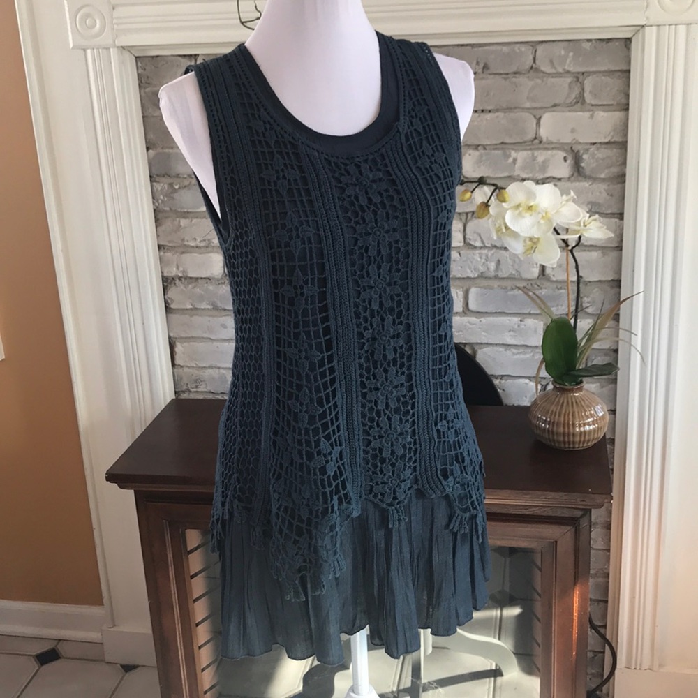 MARIA RERIO CROCHET TUNIC DRESS ASYMMETRICAL S